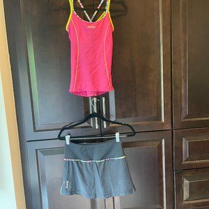 Womens Zoot Jogger skort and  tank top, bright colors, striped detailin, Size XS